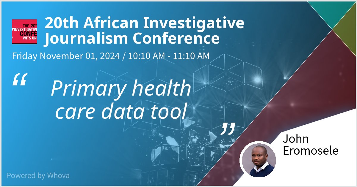 EROMOSELEJOHNA's tweet image. I am speaking at 20th African Investigative Journalism Conference. Please check out my talk if you&apos;re attending the event! #AIJC2024 - via #Whova event app cc: @Orodata @Africa_DataHub #checkmyphc #PrimaryHealthcare @NphcdaNG