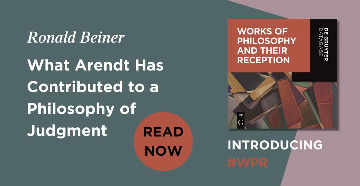 DGB Philosophy ➡️ @dgb-philosophy.bsky.social (@dgb_philosophy) on Twitter photo “For a thinker like #Arendt, chucking off philosophy turns out to be easier said than done,” argues <a href="/ronald_beiner/">Ronald Beiner</a>.
Read his essay on Arendt’s contribution to a philosophy of judgment as part of <a href="/nm_dunn/">Nick Dunn</a>’s volume on Arendt’s Kant lectures in #WPR
🔗degruyter.com/database/WPR/e… “For a thinker like #Arendt, chucking off philosophy turns out to be easier said than done,” argues <a href="/ronald_beiner/">Ronald Beiner</a>.
Read his essay on Arendt’s contribution to a philosophy of judgment as part of <a href="/nm_dunn/">Nick Dunn</a>’s volume on Arendt’s Kant lectures in #WPR
🔗degruyter.com/database/WPR/e…
