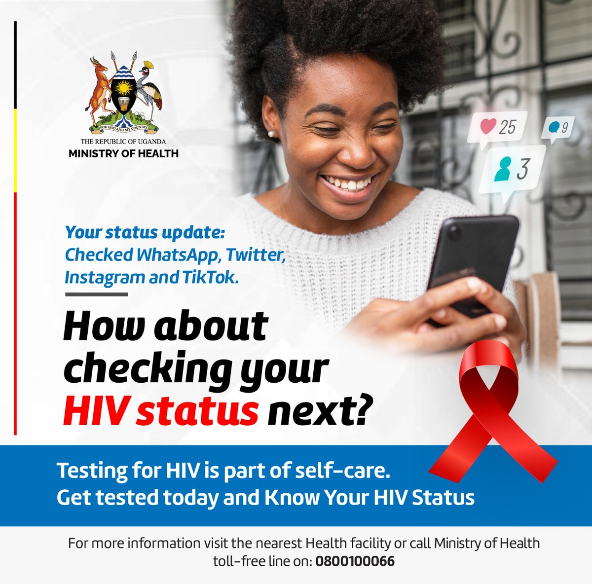 Testing for HIV is part of self-care. Get tested today and #KnowYourHIVstatus 
#MOHatWork