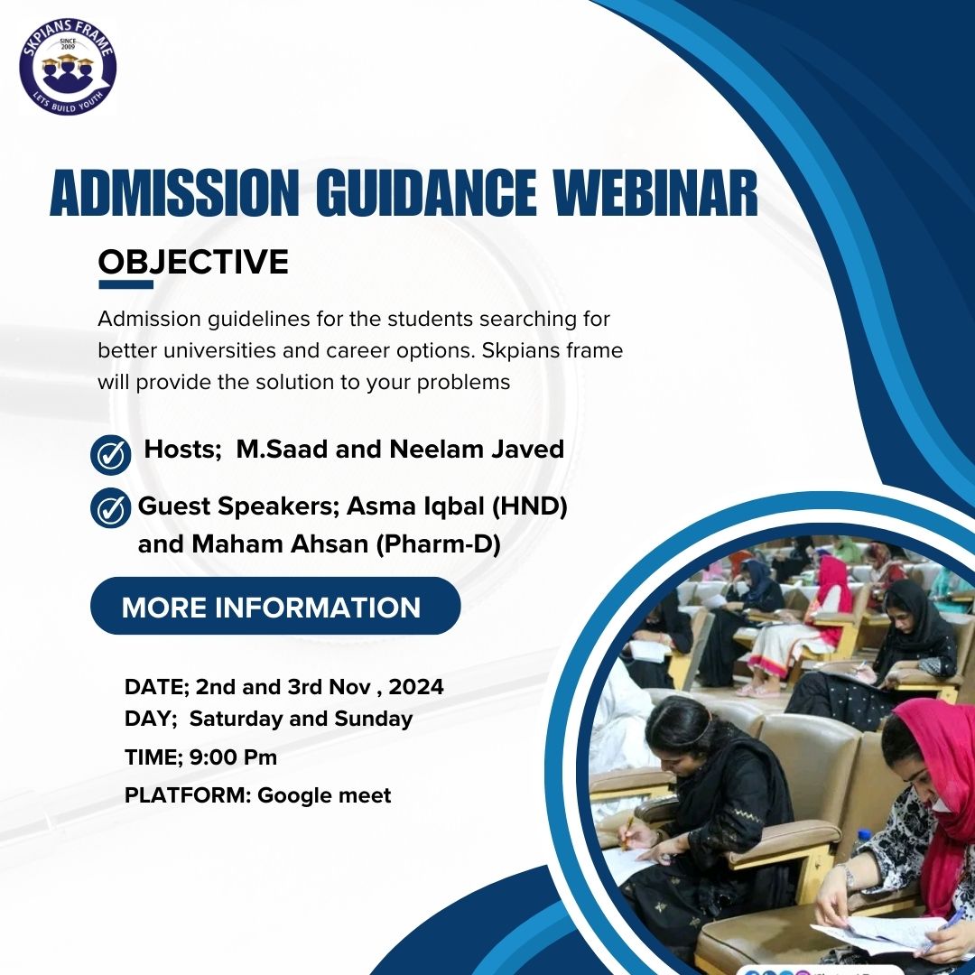 SkpiansFrame's tweet photo. 📢 Ready to take the next step in your academic journey? Join our Admission Guidance Webinar hosted by SKPIANS FRAME!🎓

🗓️ Dates: November 2nd &amp; 3rd, 2024
🕘 Time: 9:00 PM
🌐 Platform: Google Meet

✨ Discover expert's insider knowledge on securing admissions to top universities https://t.co/K0iekQm5ht