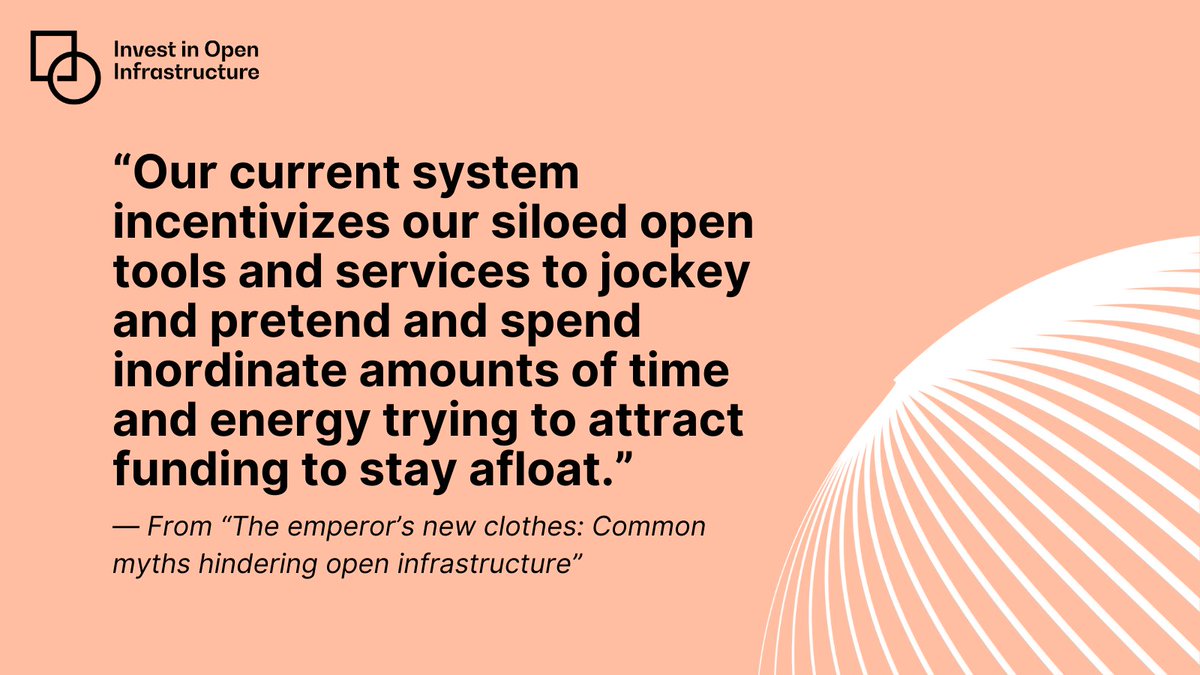 InvestInOpen's tweet image. What if it&apos;s not that there&apos;s not enough money for #OpenInfrastructures, but instead, it&apos;s that the costs of competition are too high?

In our latest blog post, Katherine Skinner questions some deep assumptions in the Open Infrastructure space: investinopen.org/blog/the-emper…
