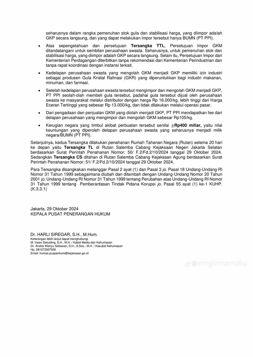 samsoel_20's tweet photo. @pelukis_semesta @patkai4848 @normelpeople @folkshittmedia kalo baca kasus nya ini tentang penyalahgunaan izin, gatau juga sih apakah ada indikasi gratifikasi. https://t.co/IwCfAdkvCo