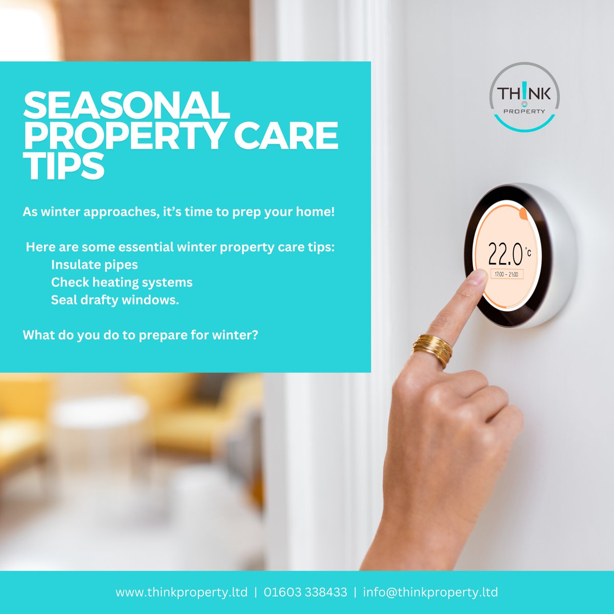 thinkpropertyGY's tweet image. As winter approaches, it’s time to prep your home for the colder months ahead!

 What steps do you take to get your home ready for winter? Share your tips in the comments below—we’d love to hear from you!  

#WinterPrep #ThinkProperty #HomeCare #PropertyManagement