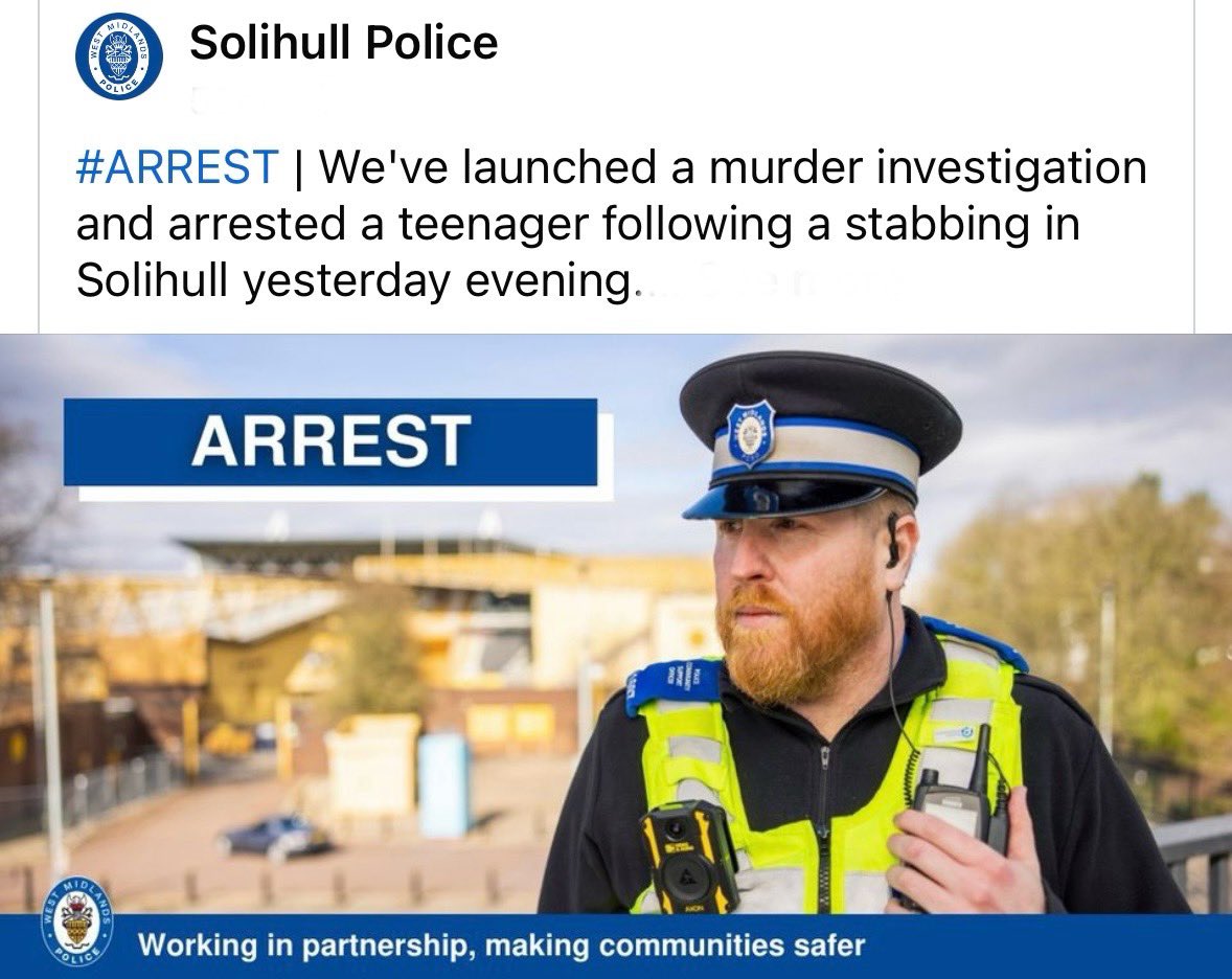 SolihullUpdates's tweet image. A murder investigation has been launched after a 17-year-old boy has died following a stabbing on #StationRoad in #MarstonGreen on Tuesday night. #Solihull Police have arrested a boy, 17, on suspicion of murder. facebook.com/10006370428441…