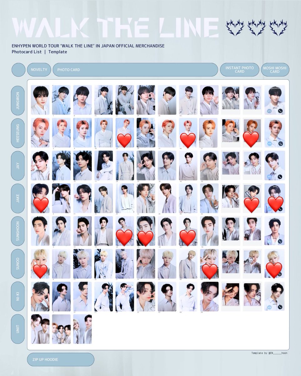 【交換】ENHYPEN WALK THE LINE 
チェキ 購入特典 トレカ もしもしカード

【譲】画像1、2枚目

【求】画像3枚目のヒスン、ジェイク、ソンフン、ソヌ(各1枚)

※もしもしカードは未使用

郵送、都内手渡し&gt; 11/9ベルーナ手渡し
お気軽にお声掛けください。
よろしくお願い致します。