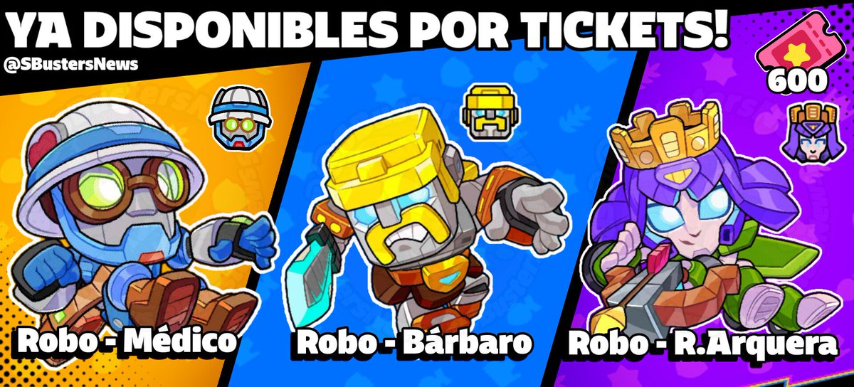 YA DISPONIBLES! 🔥

Han pasado 30 días desde la salida de las skins robóticas en #SquadBusters, por lo tanto deberían salir ahora por tickets. 😻

¿Te comprarás alguna? 💬