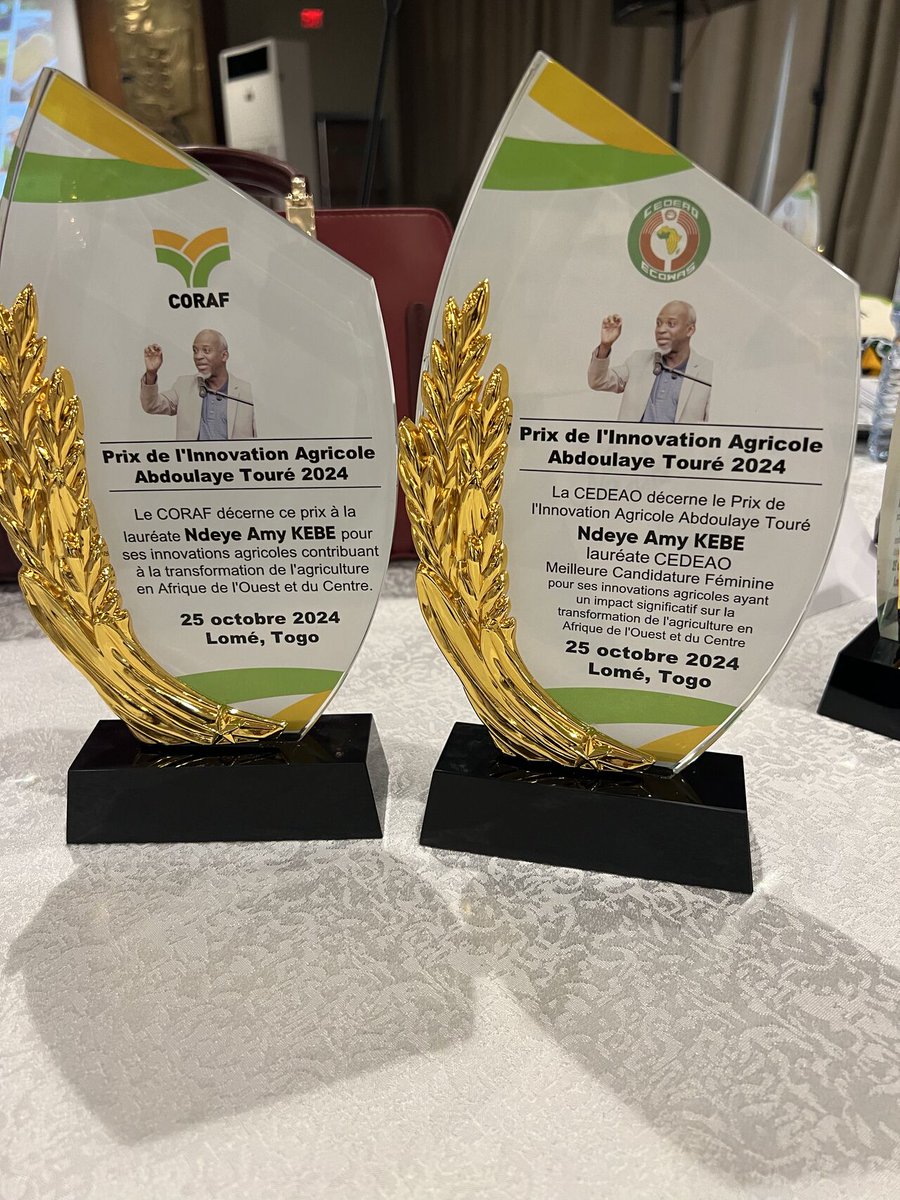 👏Congratulations👏 to <a href="/ndeyeamy/">NDEYE AMY KEBE</a>, founder of <a href="/JokalanteSN/">JOKALANTE</a> and partner of AICCRA #Senegal, for winning two prestigious awards 🏆 at the Marché des Innovations et Technologies Agricoles (#MITA), organized by <a href="/CORAFNews/">CORAF</a> in #Togo!   

➡️ Through its efforts to disseminate climate