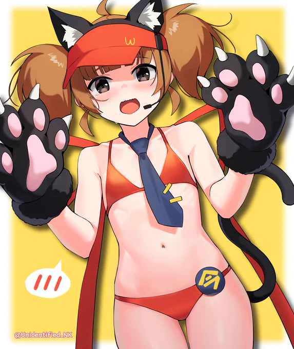 猫耳水着食べ実ちゃん#いまだけダブチ食べ美 