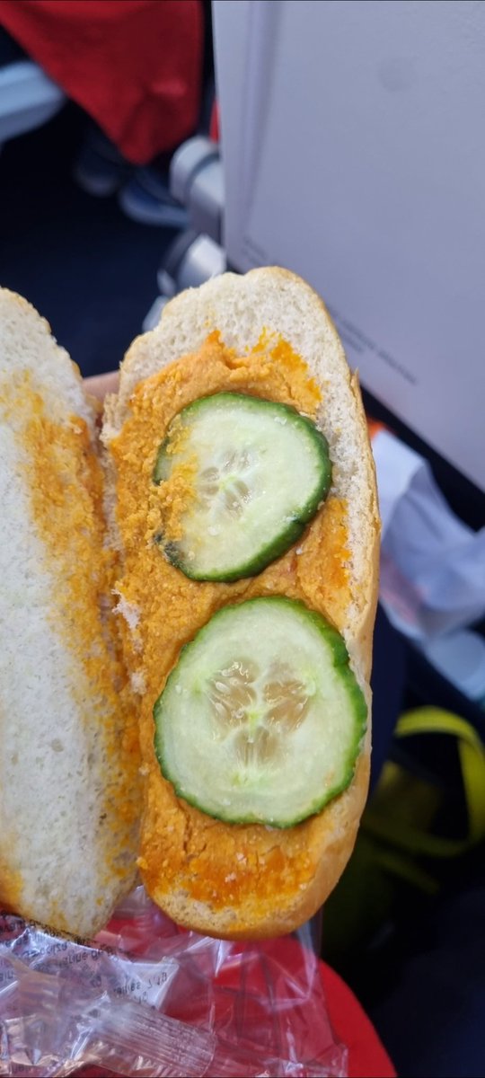 MarieIvy3's tweet photo. @AirFranceFR Bjr
Vous avez servi un sandwich concombre pois chiches comme plat chaud à plus de 30 passagers de la classe ECO sur un vol de plus de 7h, et quand on fait la réclamation votre service dit que c'est en accord avec votre politique commerciale et vos réglementations ? https://t.co/M84UvZ1fIb