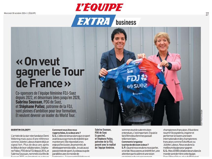 Stephen Delcourt (@stephendelcourt) on Twitter photo Quelle semaine... Nos sponsors @FDJ et <a href="/suez/">SUEZ</a> nous soutiendront jusqu'en 2028, pour viser les sommets de notre sport.
Merci...Merci pour votre confiance <a href="/stephane_pallez/">Stéphane Pallez</a> et <a href="/SabrinaSoussan/">Sabrina Soussan</a> . Nous serons à la hauteur de vos attentes et de votre passion pour le cyclisme féminin. Quelle semaine... Nos sponsors @FDJ et <a href="/suez/">SUEZ</a> nous soutiendront jusqu'en 2028, pour viser les sommets de notre sport.
Merci...Merci pour votre confiance <a href="/stephane_pallez/">Stéphane Pallez</a> et <a href="/SabrinaSoussan/">Sabrina Soussan</a> . Nous serons à la hauteur de vos attentes et de votre passion pour le cyclisme féminin.