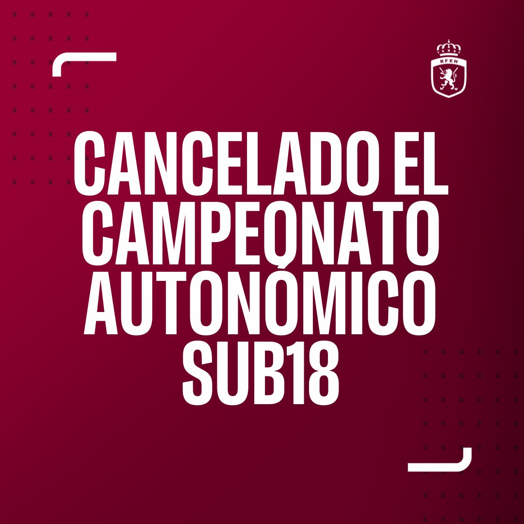 ‼️Cancelado el Autonómico Sub18 de Valencia a causa de los efectos de la DANA

+ info en RFEH.es

#HockeyEspaña