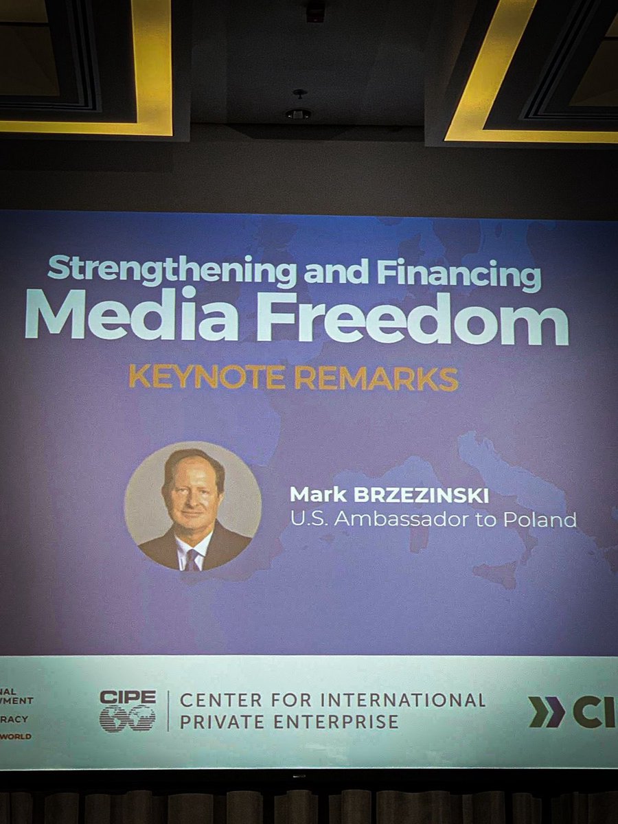 USEmbassyWarsaw's tweet image. .@USAmbPoland wziął dziś udział w konferencji „Wzmacnianie i Finansowanie Wolności Mediów”, zorganizowanej przez @CIPEglobal, @CIMA_Media i @nedemocracy w Warszawie. W obliczu rosnących zagrożeń dla wolności mediów na całym świecie potrzeba wiarygodnego i niezależnego…