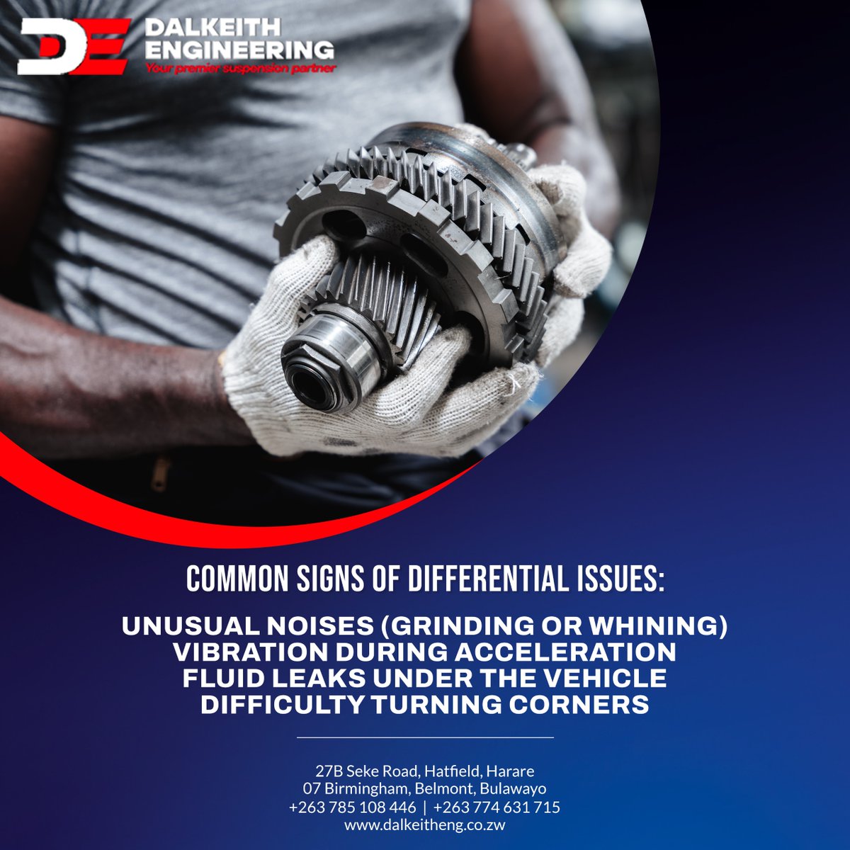 DalkeithEng1's tweet image. Your Trusted Partner for Reliable Differential Repairs!
 Contact us today!
📍 27B Seke Road, Hatfield, Harare
 📍 07 Birmingham, Belmont, Bulawayo
 📞 +263 785 108 446 | +263 774 631 715
 🌐 dalkeitheng.co.zw
#DalkeithEngineering #DifferentialRepair #VehicleMaintenance