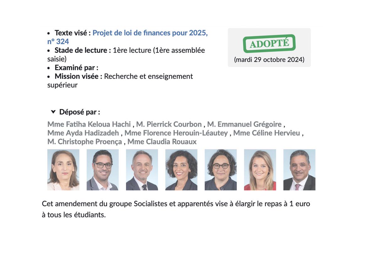 KelouaF's tweet photo. 🎉 VICTOIRE : le repas à 1€ a été adopté en commission des finances! 

Prochaine étape: notre amendement au #PLF sera examiné en séance✊

Si le gouvernement ne garde pas notre amendement, nous @socialistesAN avons inscrit la proposition de loi dans notre niche le 12 décembre💪 https://t.co/5B4drtufiI