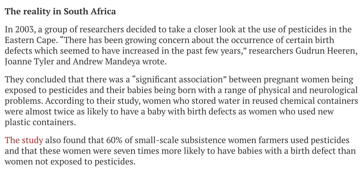 I'm so glad we finally got to write about the link between pesticides and birth defects in South Africa. I came across this study years ago and said, one day we're going to tell this story.