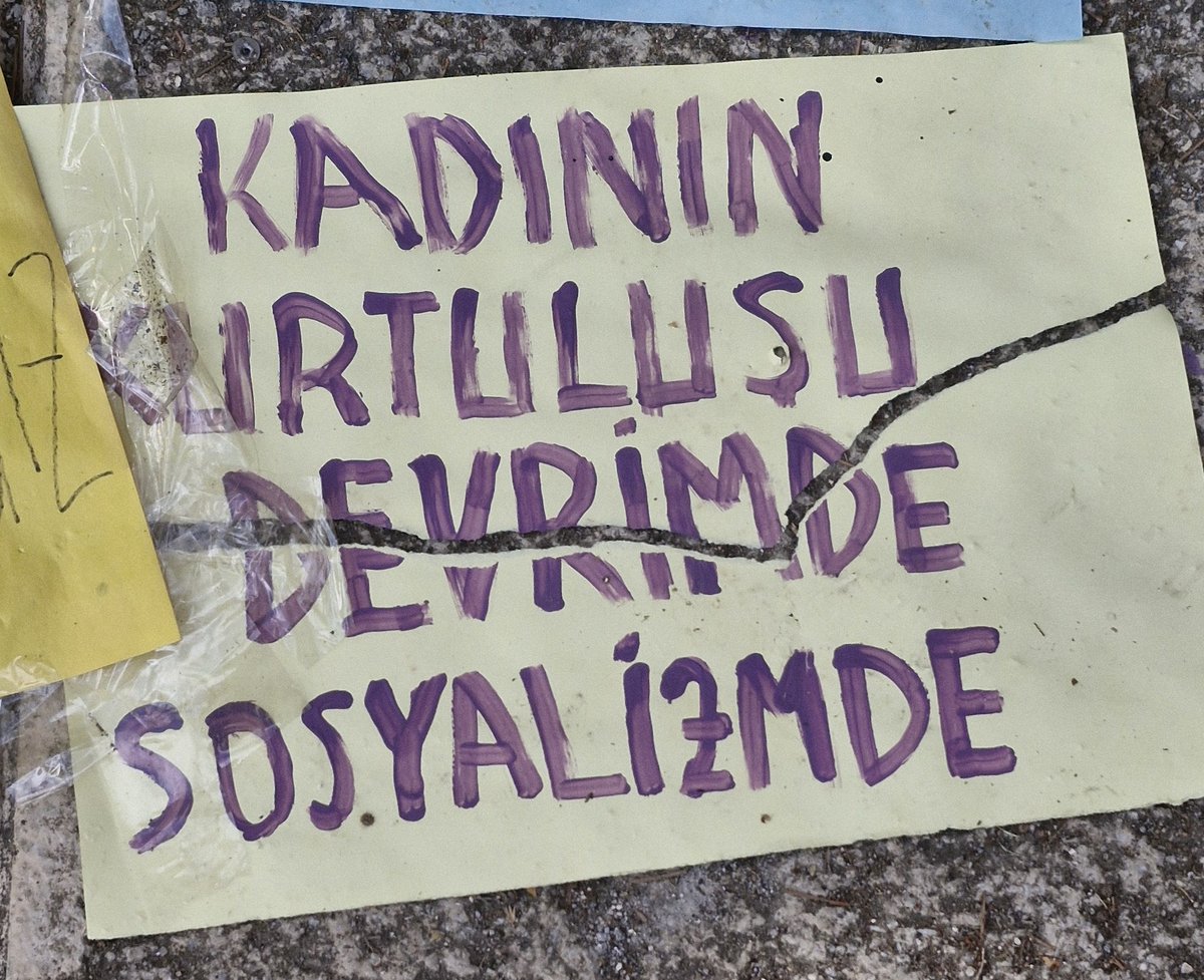 Videonun 46.saniyesinde görülen şapkalı davarın tekme attığı pankartta "Kadının Kurtuluşu Sosyalizmde" yazıyor bu arada. Yok Apo sloganı arıyorduk, yok yanlışlıkla yırtıldı, yok Kürtçe pankart görünce anlamadıkları için yırttılar. Dertleri terörörö filan değil, görmüş olduk.