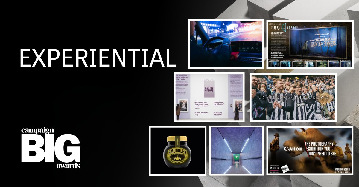 CampaignBig's tweet photo. Where will you be when we announce the winners of the #CampaignBigAwards shortlist in the Experiential category? Book your tables now👉 https://t.co/4xkqGmxa9B

@aandeddb
@AMV_BBDO
@BMBAgency
@dentsuCRTVUK
@uncommon_studio
@VMLLondon https://t.co/b2iPVKpajc
