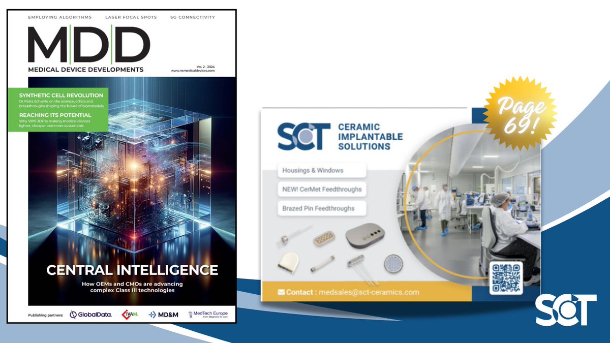 🎉 We’re in the latest issue of Medical Device Developments! 🎉
Find SCT Ceramics in the October '24 issue! Discover our latest innovations and see how we're advancing medical device technologies.
#MedicalDeviceDevelopments #MedicalCeramics #Innovation #SCTCeramics