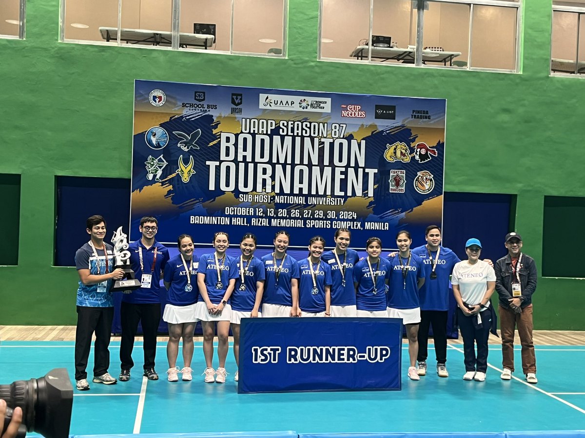 Gabriel Quizan (@gab_theguidon) on Twitter photo The silver trophy and medals are awarded to the Ateneo Women’s Badminton Team for securing second place in UAAP Season 87.
<a href="/TheGUIDONSports/">The GUIDON Sports</a>
#UAAPBadminton The silver trophy and medals are awarded to the Ateneo Women’s Badminton Team for securing second place in UAAP Season 87.
<a href="/TheGUIDONSports/">The GUIDON Sports</a>
#UAAPBadminton