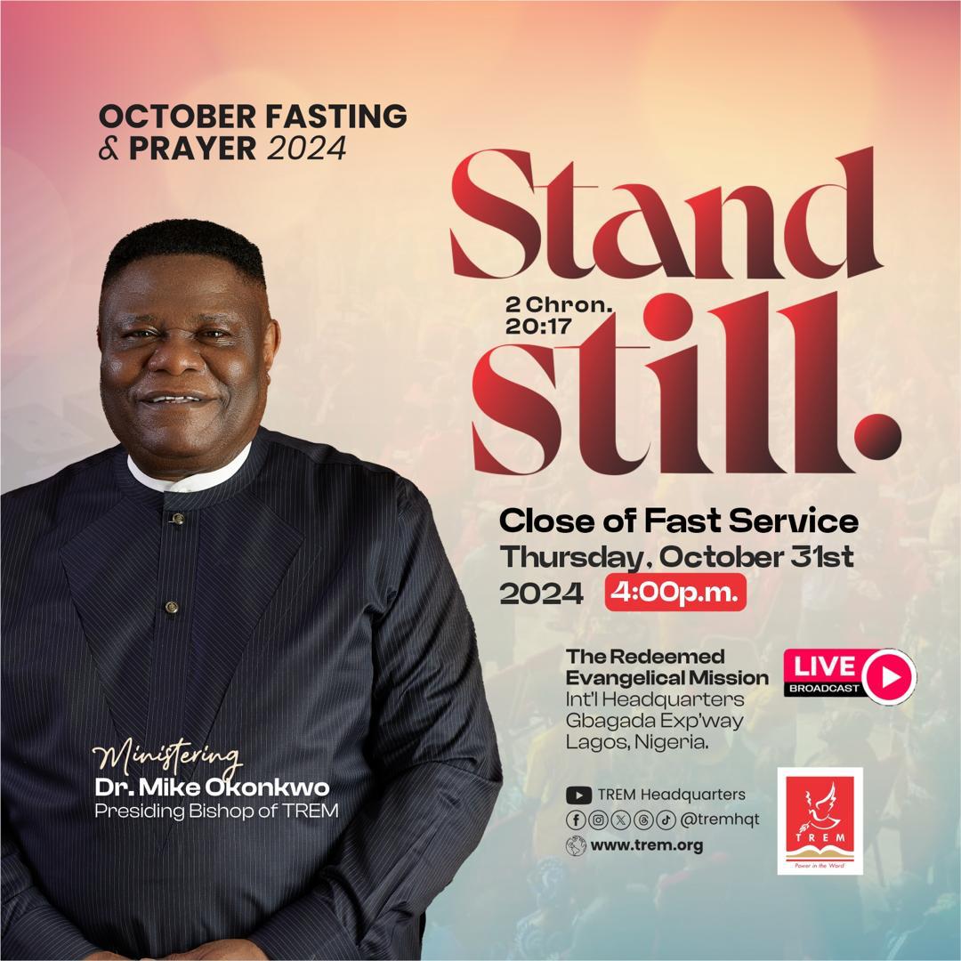 tremfestac's tweet image. 31 Oct-#IWPC Oct 2024:Beracah @drpeaceokonkwo 

31 Oct-#StandStill Close of #OctoberFast Service @drmikeokonkwo

01 Nov-#inChrist #IntenseWorship #November with #RevIykeOsuji ft. #VictorLifee

03 Nov-Pastors Appreciation Service with Rev. Iyke&amp;amp;Ngozi Osuji

#TREM #TREMFESTAC