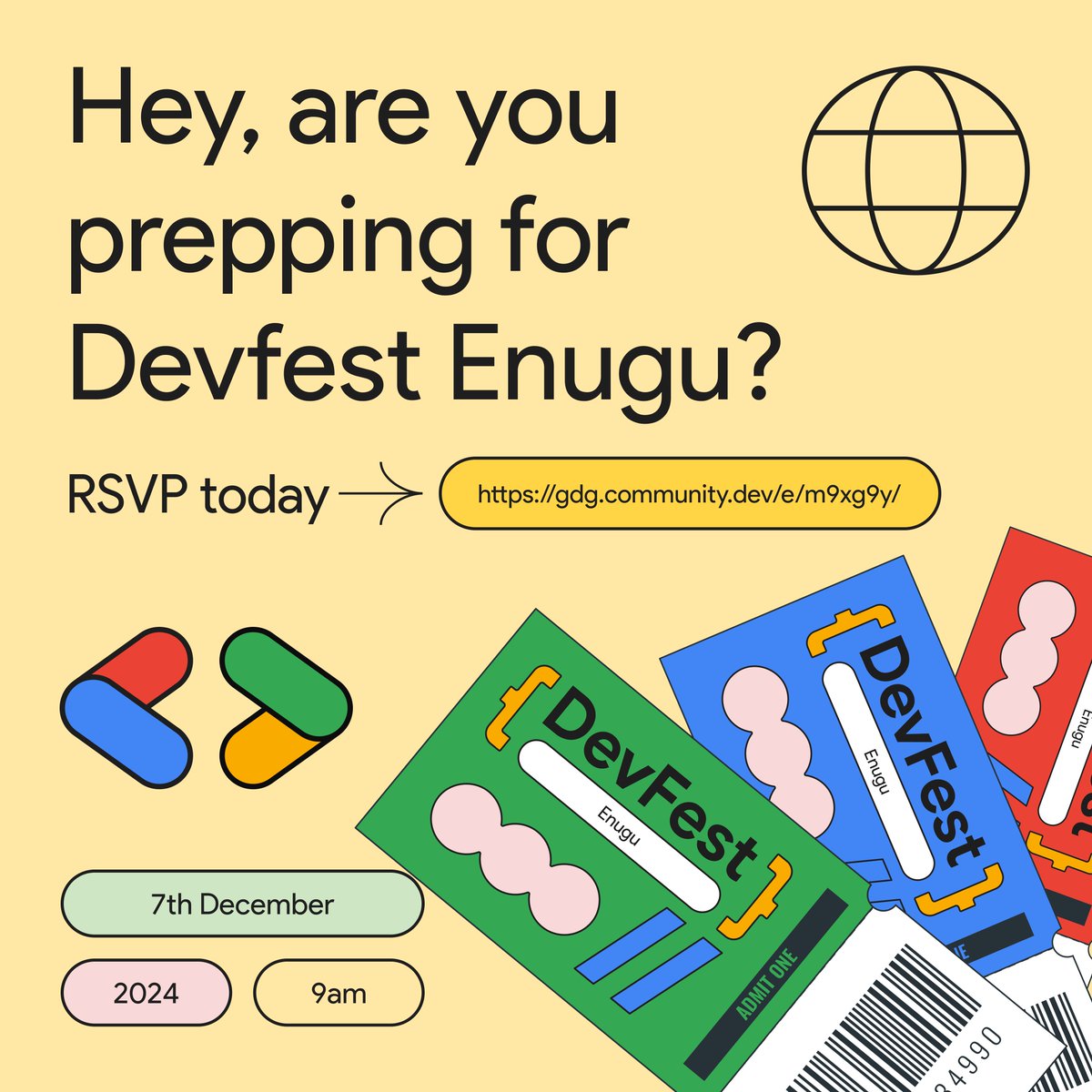 It's a new day and we just want to make sure you're preparing for DevFest Enugu.

RSVP today: gdg.community.dev/e/m9xg9y/

#DevFestEnugu24