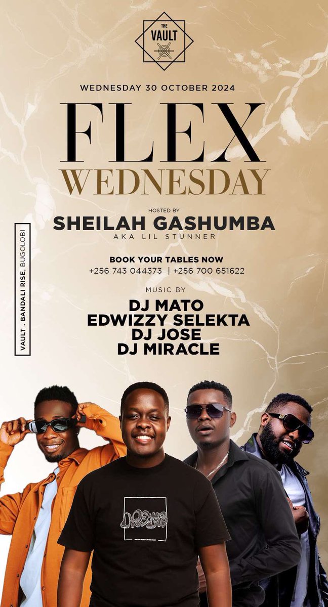 deejay_jose256's tweet photo. Ts going down tonight #flexWednesday hosted by @SheilahGashumba @VaultUg
Linkup for a vibe π₯π₯ https://t.co/jZhdm6b1ZW