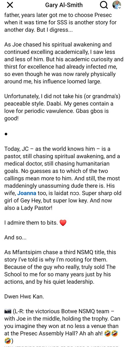 Today, I'm supporting <a href="/KwabotweOnline/">MFANTSIPIM</a>, the school that first captured my heart, to win #NSMQ2024. Here's my story with The School. 

Good luck, Kwabotwe!