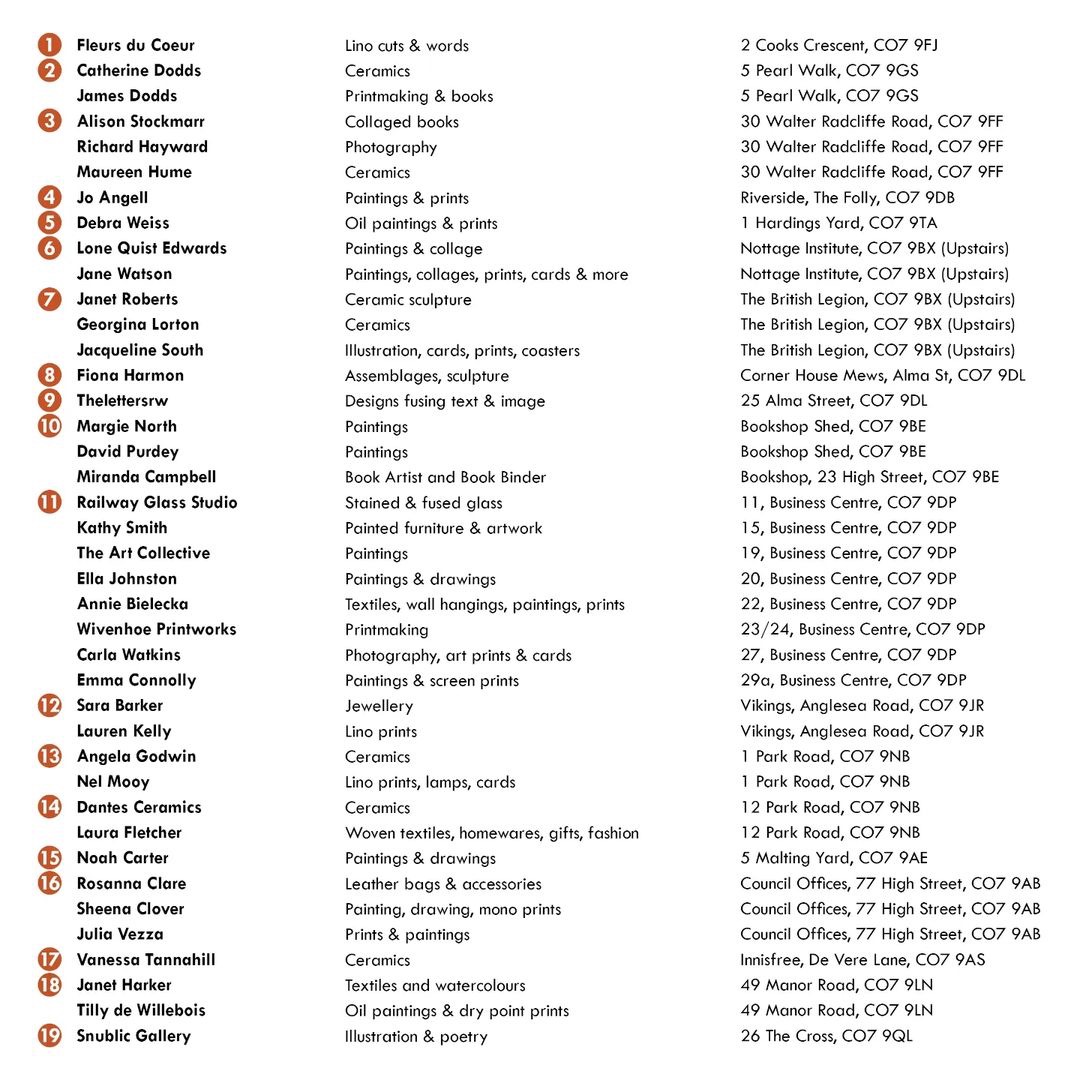 Great to see some new events added to Artur that are coming up in November. One is the Wivenhoe Art Trail, 15-17 Nov. See more details here:
artur.org.uk/event/wivenhoe…
#Wivenhoe #ArtistOpenStudios