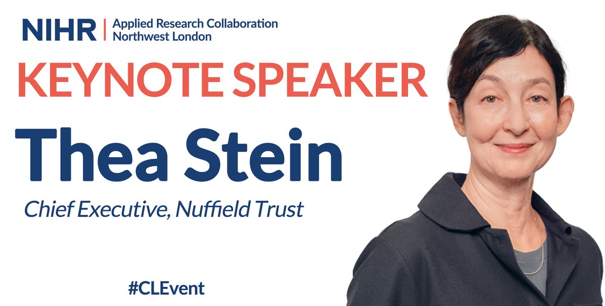 NIHR ARC Northwest London (@arc_nwl) on Twitter photo 🗣️ SPEAKER ANNOUNCEMENT
We are delighted that <a href="/Thea_Stein/">Thea Stein</a>, Chief Executive
<a href="/NuffieldTrust/">Nuffield Trust</a>, will be our keynote speaker at our upcoming #CLEvent.
The talk is titled: "Social Care and #NHS integration – Why is it so hard?"
🔗 Register your free place: eventsforce.net/eventage/front… 🗣️ SPEAKER ANNOUNCEMENT
We are delighted that <a href="/Thea_Stein/">Thea Stein</a>, Chief Executive
<a href="/NuffieldTrust/">Nuffield Trust</a>, will be our keynote speaker at our upcoming #CLEvent.
The talk is titled: "Social Care and #NHS integration – Why is it so hard?"
🔗 Register your free place: eventsforce.net/eventage/front…
