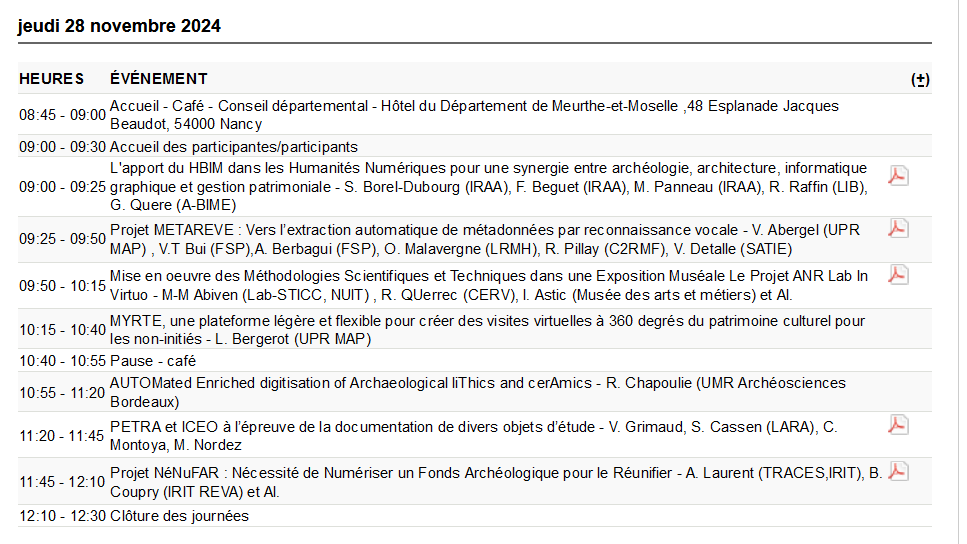 ça approche : les journées du <a href="/Consortium_3D/">Consortium 3DHN /consortium 3dhn.bsky.socia</a> <a href="/Huma_Num/">Huma-Num</a>
jeudi 28 novembre 2024 #JC3DHN2024 #3D #RDM 
jc3dhn2024.sciencesconf.org/program?lang=fr