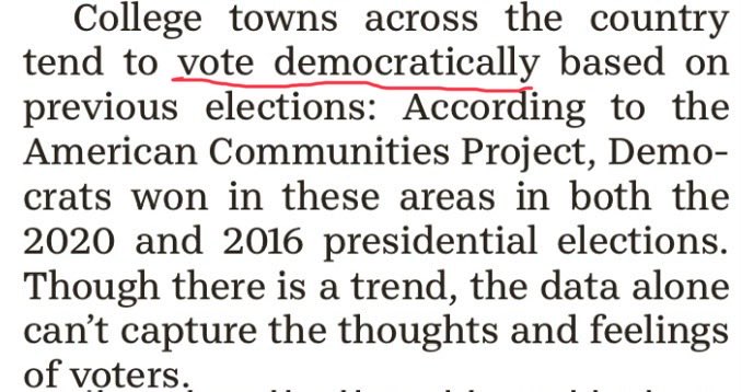 fredvultee's tweet image. Dear #Freep: Voting “democratically” (adv) is what you do when you go into a booth unsupervised and make those marks next to the names on the ballot. If you’re trying to indicate which party these towns seem to favor, it’s “vote Democrat” (or “vote Republican”). #editing