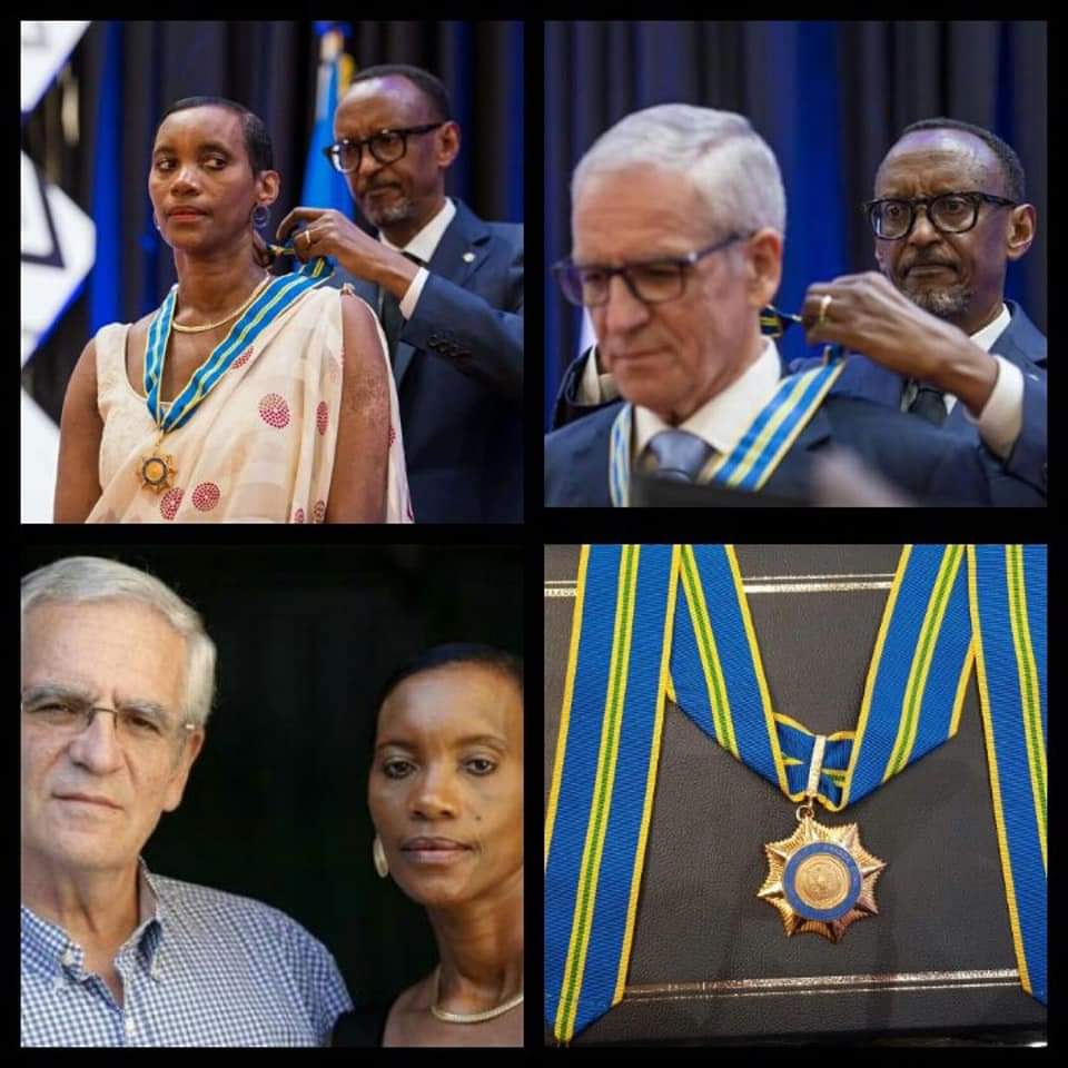 Épisode 2, Monsieur et madame Gauthier du Collectif des Parties Civiles pour le Rwanda (CPCR) dans le procès contre l'écrivain Charles Onana sont ici décorés, pour services rendus au régime rwandais, de la plus haute distinction du pays par monsieur Paul Kagame himself. Bravo !
