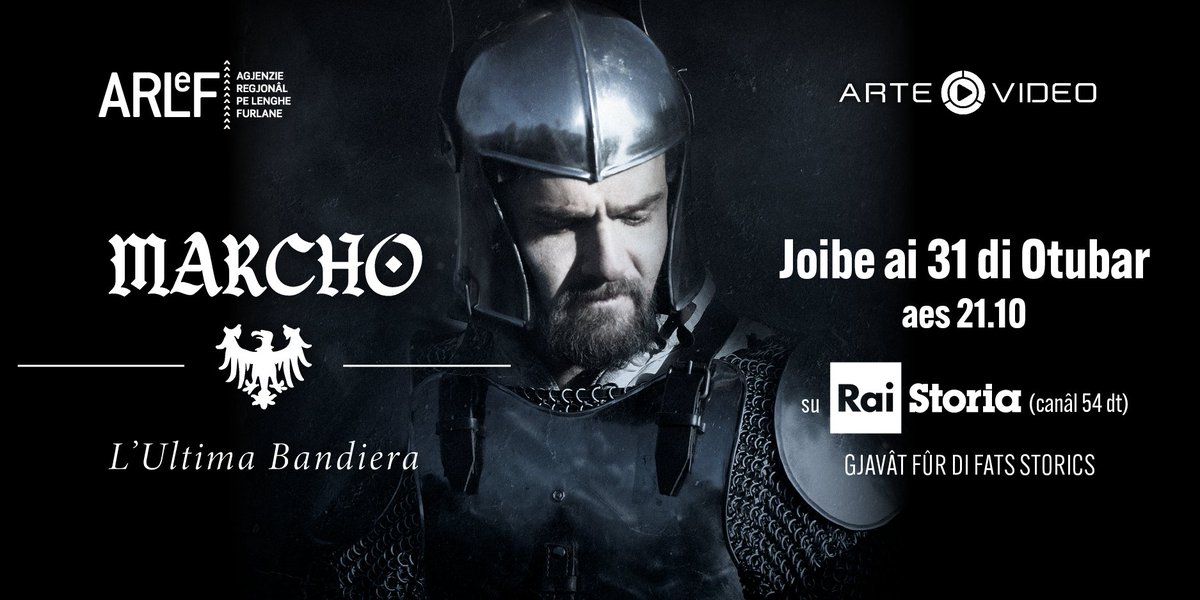 Agjenzie_Arlef's tweet image. Su @RaiStoria al va in onde "Marcho. L'ultima Bandiera". #Docufilm produsût di #ARLeF e di #ArteVideo su la vere storie di Marc di Murùs, l'ultin #Puartebandiere dal #Patriarcjât. Joibe ai 31/10, aes 21.10. Disponibil dopo su Ray Play.