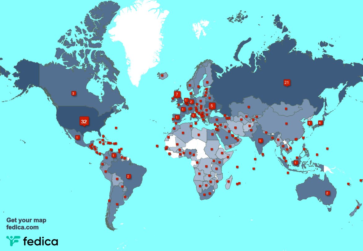 I have 9 new followers from Maldives, and more last week. See fedica.com/!yuriyko_eng