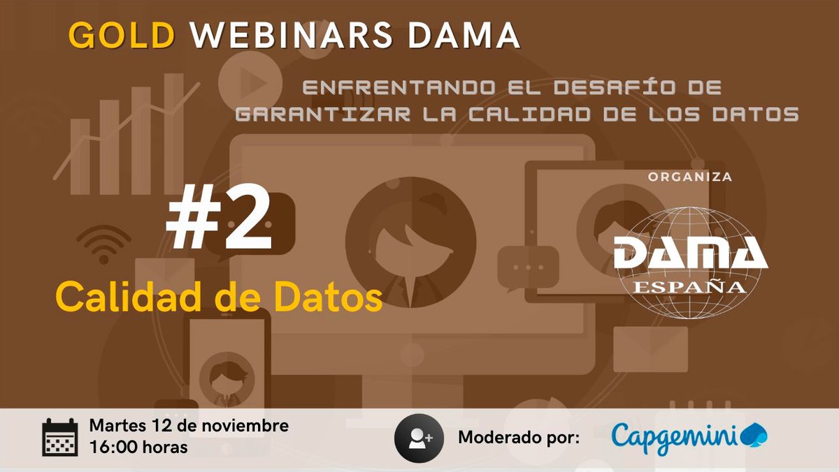 📊 𝗟𝗮 𝗖𝗮𝗹𝗶𝗱𝗮𝗱 𝗱𝗲 𝗗𝗮𝘁𝗼𝘀

⭐ ¡El segundo capítulo de nuestros "Gold Webinars", será moderada por <a href="/Capgemini_ES/">capgemini_es</a>.

Regístrate al Webinar #2 de DAMA España sobre Calidad de Datos:
📅 12 de noviembre, 16:00 horas

events.teams.microsoft.com/event/a9d67108…