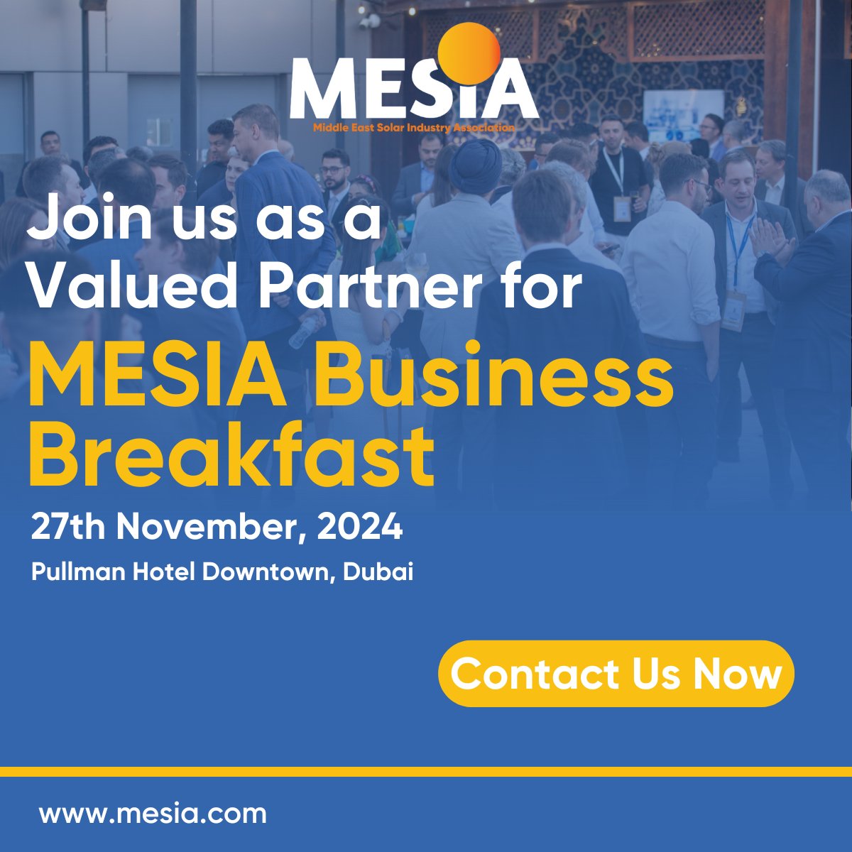 MiddleEastSolar's tweet image. Join Us as a Valued Partner for the MESIA Business Breakfast 🌟 Enhance your brand visibility, connect with key stakeholders, and host a panel discussion. 

For partnership details, contact Hinde Liepmannsohn at hinde@mesia.com.

#SolarEnergy #Solarevents #solarMENA #networking