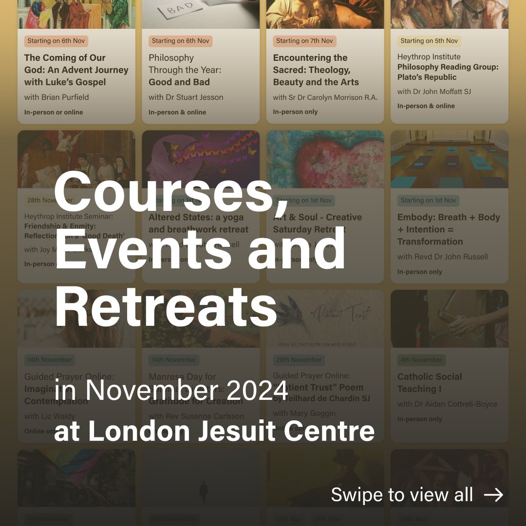 londonjesuit's tweet image. From Theology Seminar to Creative Art Retreat, there's something for everyone! 

View all courses, events and retreats in November: londonjesuitcentre.org/whats-on/our-c…

💻 Sign up today and secure your spot! 

#NovemberEvents #LifelongLearning #LondonLearning #OnlineCourses #EventInLondon