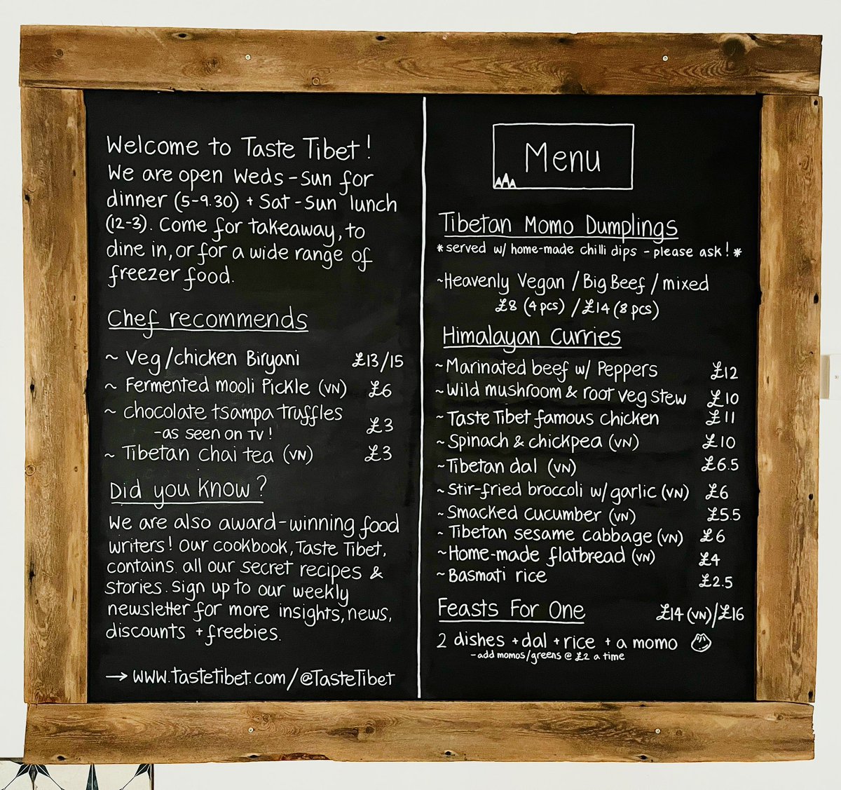 This week’s menu features a couple of super delicious Tibetan classics! Make sure you sample one or both - maybe in your Feast For One? 😋 We look forward to having you in this evening from 5pm, but this menu will run right through until Sunday night. Momotastic! 🎃