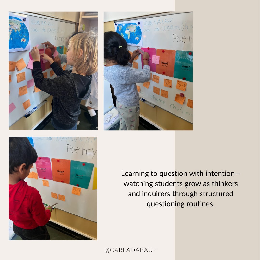 MissCarlaD's tweet photo. Last week, I tried out @trev_mackenzie ’s #Pencilstrategy to help my Ss ask deeper, more thoughtful questions about what is a poem, what is poetry. Starting with three question types, we were able to dive into an amazing journey of #inquiry.
#questioningstrategies #pypteacher https://t.co/NldFkHkKHb