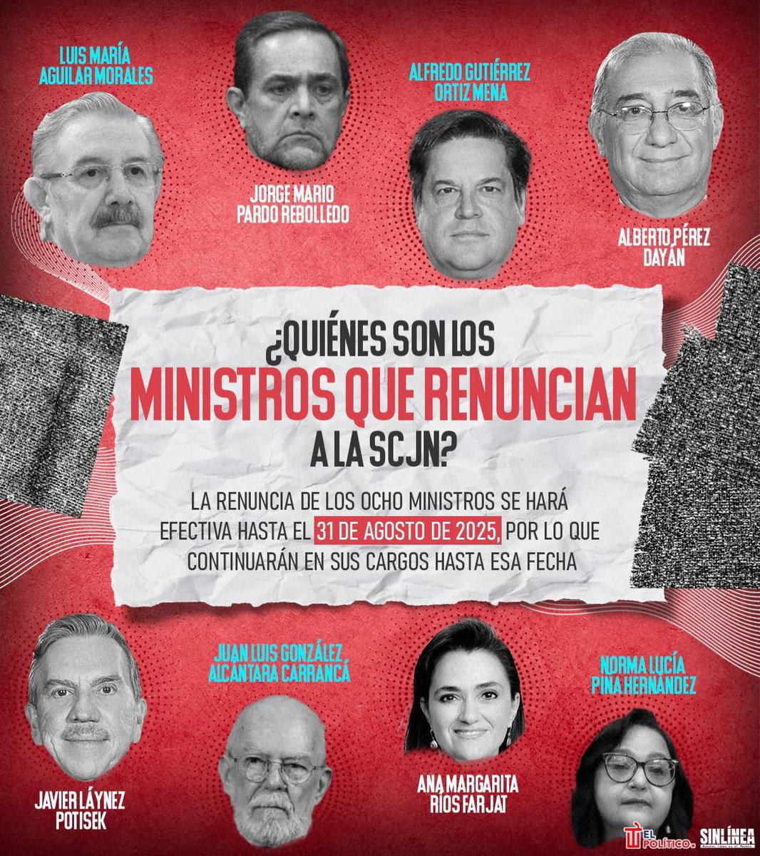 ArgenisMartz83's tweet photo. Adiós! 👋🏻

🔴 #NormaPiña y sus 7 ministros presentarían su renuncia hoy como reacción a la #ReformaJudicial ⚖️👇🏻 https://t.co/q1ibepv0av