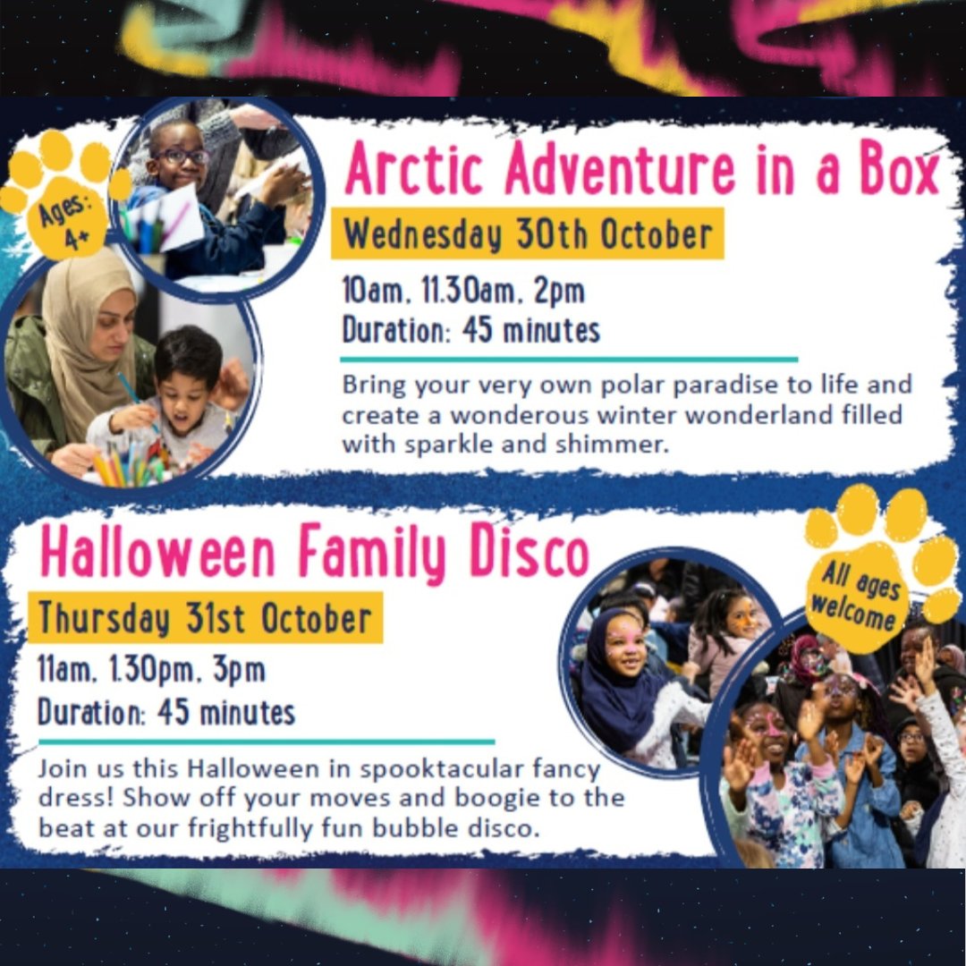 Full House Theatre (@fullhousetheaco) on Twitter photo ✨️Half term fun for children <a href="/HatFactoryAC/">Hat Factory Arts Centre</a>✨️
Arctic Adventure in a Box
Arts & crafts
Today
11:30am & 2pm
Halloween Bubble Disco
Tomorrow
11am, 1:30pm & 3pm
The King's Polar Bear bookers can attend both days for free!
Book now: 📞01582 878100 culturetrust.com ✨️Half term fun for children <a href="/HatFactoryAC/">Hat Factory Arts Centre</a>✨️
Arctic Adventure in a Box
Arts & crafts
Today
11:30am & 2pm
Halloween Bubble Disco
Tomorrow
11am, 1:30pm & 3pm
The King's Polar Bear bookers can attend both days for free!
Book now: 📞01582 878100 culturetrust.com