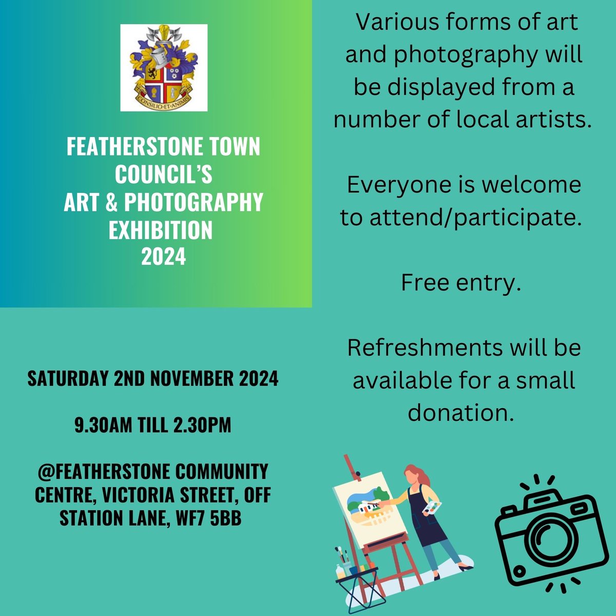 Saturday 2nd November 2024 FTC's Art &amp; Photography Exhibition - Free to enter, Free to attend!
