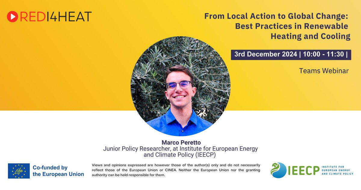 helloheatpumps's tweet photo. 🎙️ Meet Our Speaker: Marco Peretto  🌍🔥

Junior Policy Researcher at the @ieecp_org, he will share with the audience a presentation focused on: Implementing the Energy Efficiency 1st principle within the heating and cooling plans.

Register here : https://t.co/VbveFJMpHD https://t.co/da16rCZimS