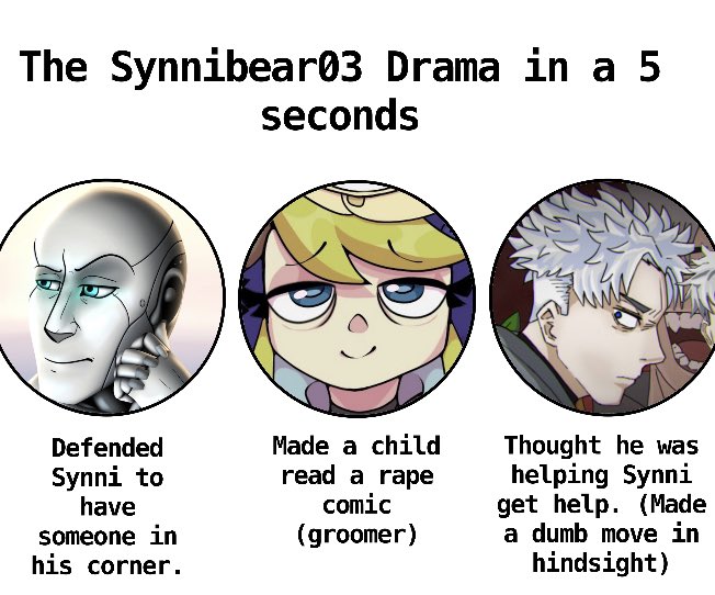 YentheYan's tweet photo. Because this situation is now approaching the 3 month mark. This is the brass tax of the drama. YES THIS IS VERY DUMBED DOWN. #artcc #drama #justarobot #synnibear03 #kumo #youtube https://t.co/ZFTwr081l5
