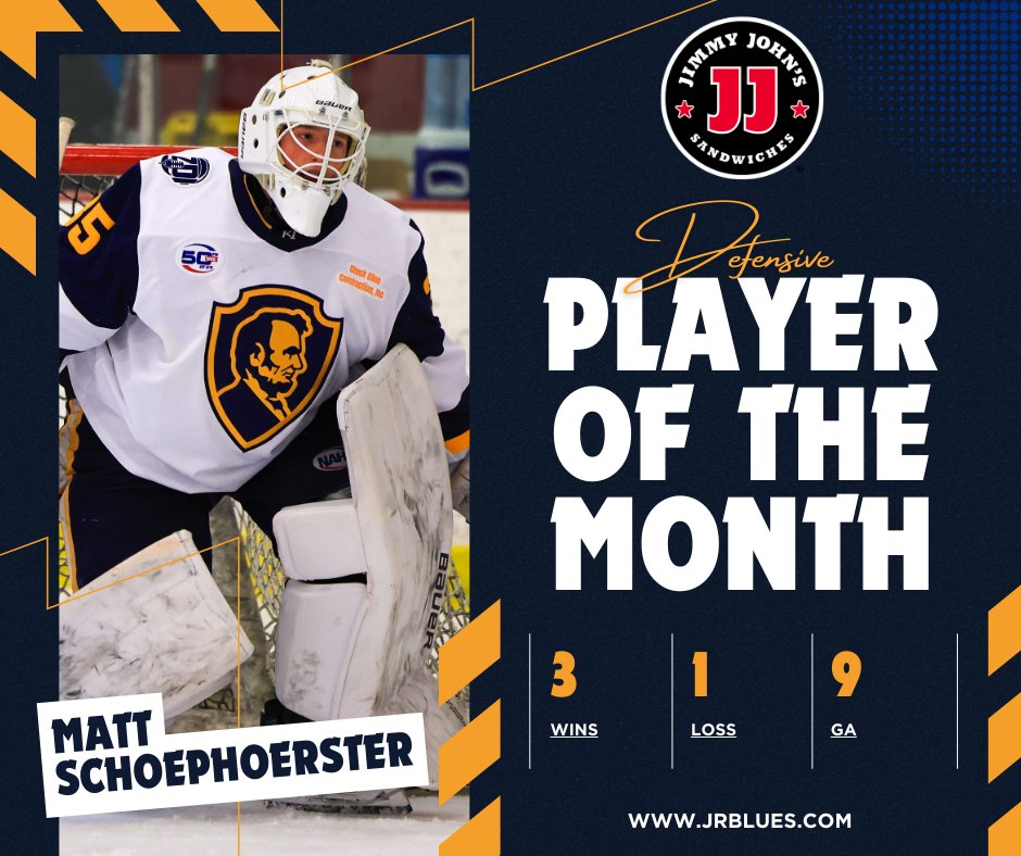OCTOBER PLAYERS OF THE MONTH
Congratulations to Jagur McClelland and Matt Schoephoerster on being named our Jimmy John's Players of the month for October!

#RepTheShield // #JrBluesHockey