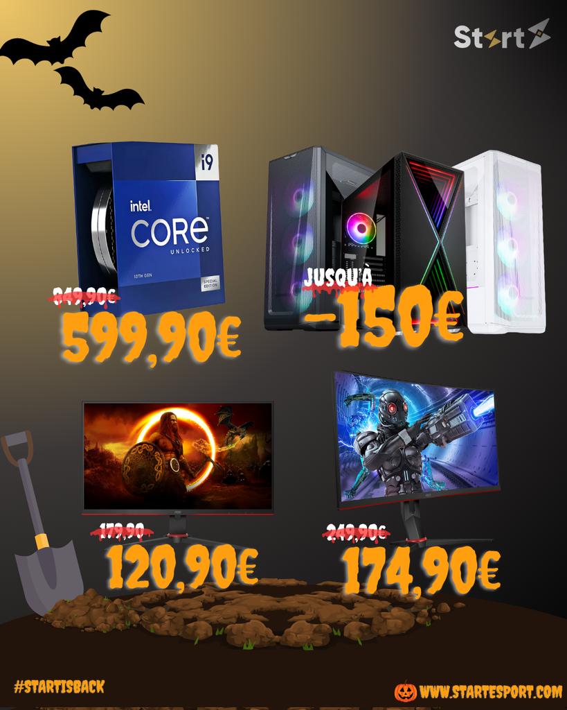 StartEsport's tweet image. 📣 [OFFRES PROMOTIONNELLES] 📣

Profitez de nos promos Halloween 🎃 avant qu&apos;elles ne partent ! ➡️ startesport.com/promotions-hal…

Disponibles jusqu&apos;à demain 20 heures! 😉 #StartIsBack #promotions #configpc #ecrans #processeur #intel #AOC