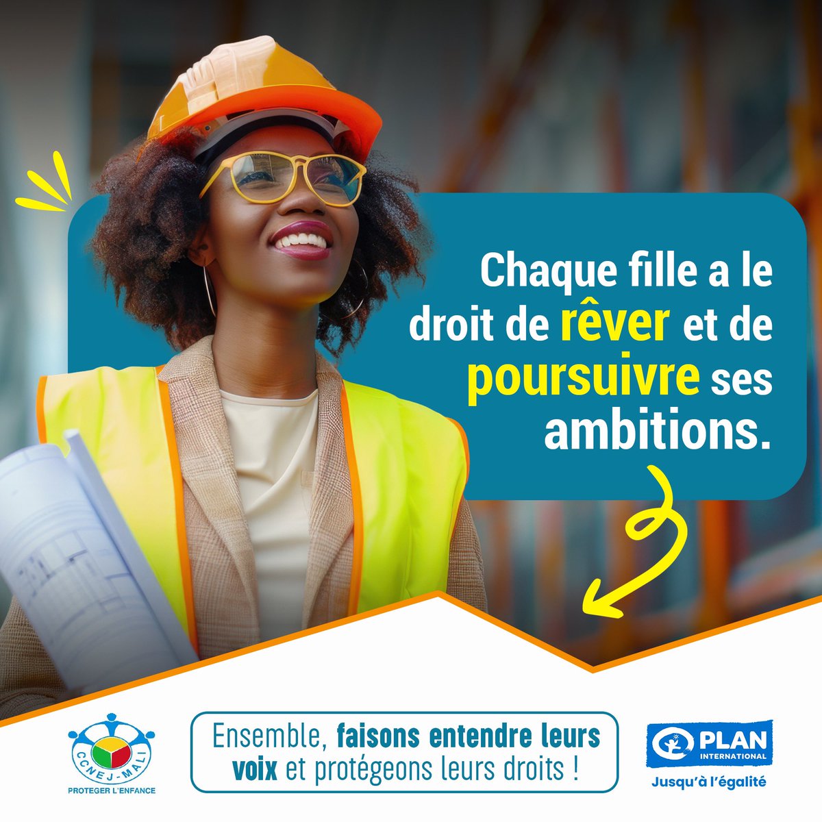 ✨ Chaque fille a le droit de rêver et de réaliser ses ambitions ! Ensemble, faisons entendre leurs voix et protégeons leurs droits. 💪💖 #DroitsDesFilles #Égalité #Ambitions