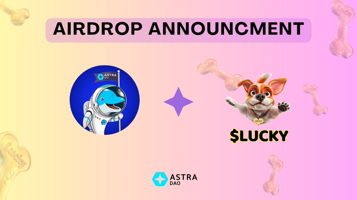astradao_org's tweet photo. GM Astranauts! 👨‍🚀👩‍🚀

The @getlucky_dog  - $LUCKY Airdrop has successfully been distributed among the Astra DAO community! 
🐶♥️🐬

Eligible community members include: #ASTRADAO stakers, $LUCKY Spin winners, and promotional giveaway winners.

Read more 👇 https://t.co/bw9n6R8jUM