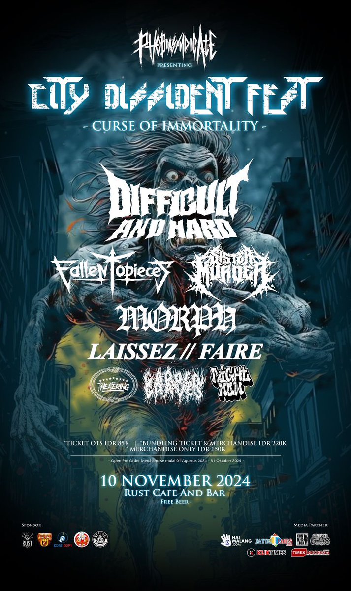 City Dissident Fest
-Curse of Immortality-
10 November 2024
Rust Cafe &amp; Bar