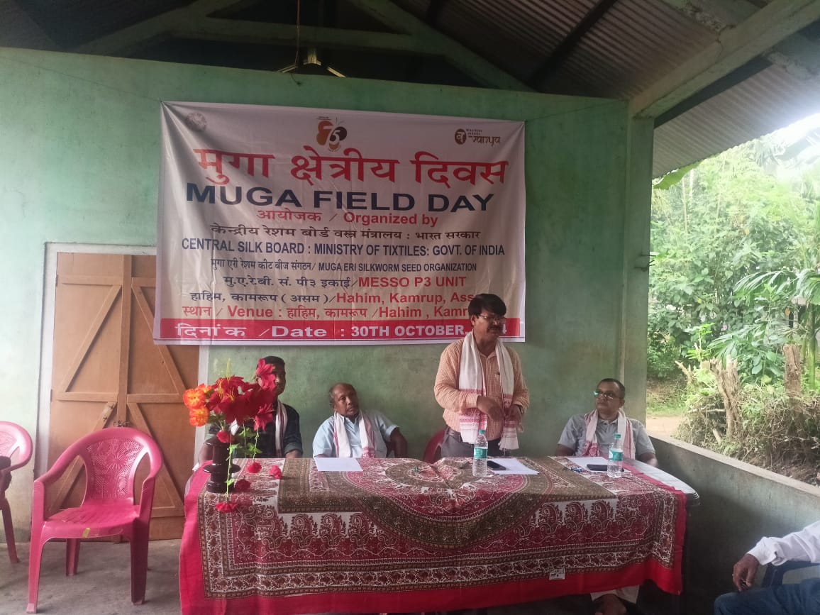P3Hahim's tweet photo. A day-long Muga Field Programme was organised by P3 Unit-MESSO, Hahim on 30.10.2024 at Farmer's village, Sukuniapara, Hahim with active participation of around 66 Muga Farmers in presence of Village Pradhan, Scientist-D, RSRS, Boko, DOS Official from Boko Circle. https://t.co/wz0HHUn4XT